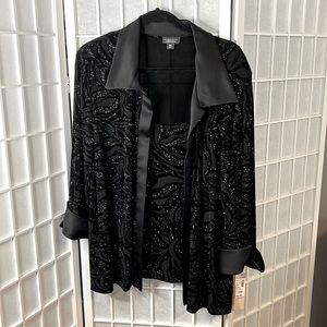 Dress Barn Woman’s Two Layer Special Occasion Top Black 18 W New!